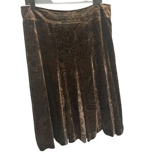 Vintage‎ LOFT Womens Silk Blend Velvet Gored Skirt Brown Whimsigoth Grunge 12